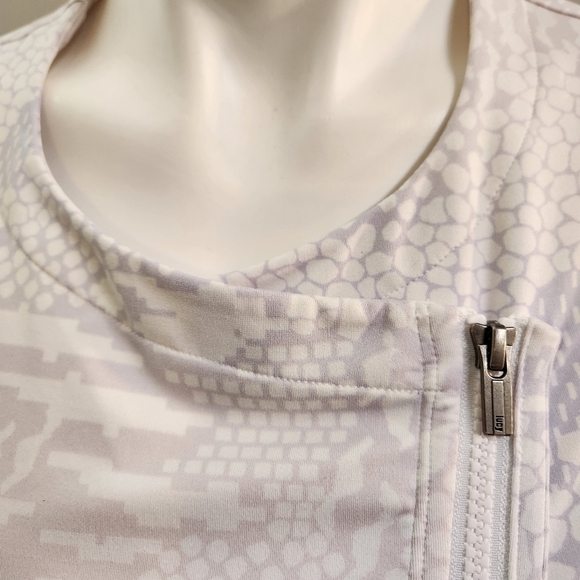 LUCY White Violet Jacket M Asymmetrical Moto Style Activewear Leopard Print - Picture 7 of 14